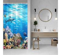 SDOTPMT 90x183cm Under The Sea Shower Curtain Multicolored Coral Reef Fishes Whales Turtles Underwater Animals Theme Bathtub Curtain for Kids Bathroom Decor Waterproof with Hooks