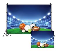 SDOTPMT 9x6ft All Stars Sports Polyester Backdrop Outdoor Sports Theme Boy Kid Birthday Party Background Sports Stadium Field American Football Baseball Light School Game Banner Photo Studio Props