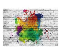 SDOTPMT 9x6ft Colorful Graffiti Polyester Backdrop White Stone Brick Wall Retro Hip Hop Photography Background Colorful City Alley Backgrounds for Graduation Party Decor Photo Booth Props