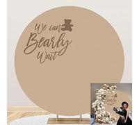 SDOTPMT Diameter 200cm We Can Bearly Wait Round Backdrop Cover Solid Color Little Bear Circle Photography Background for Kids Birthday Party Decor Cake Table Baby Shower Supplies