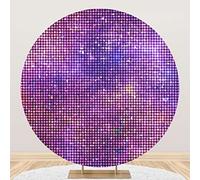SDOTPMT Diameter 6ft Purple Shimmer Round Backdrop Glitter Halos Sequin Panels Disco Vintage Absract 70s Theme Black Photography Backdrop for Wedding & Bachelorette Party Birthday Decor