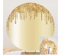 SDOTPMT Diameter 6ft Yellow Round Backdrop Cover, Elegant Golden Glittering Sequins Starlight Photography Background, Birthday Baby Shower Party Circle Stand Photo Backdrop, Portrait Photos Props