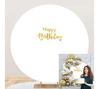 SDOTPMT Diameter 7.2ft Outdoor Party Display Props Round Stand Backdrop Cover for Kids Adults Birthday Celebration Party White Minimalist Art Photography Background Solid Color Circle Backdrop