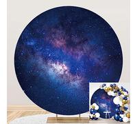 SDOTPMT Diameter 7ft Blue Nebula Round Backdrop Cover Starry Sky Cosmic Galaxy Outer Space Science Fiction Photography Background for Children Birthday Party Decor Adult Artistic Portrait Props