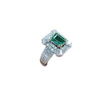 Sdouefos Square Gem Green Emerald Rings Topaz Sapphire Rings Promise Wedding bands 18K white Gold Plating Silver Ring Cut Cubic Zirconia Engagement Ring for women (T 1/2)