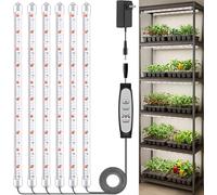 SDOVUERC 16'' 6 Bars Grow Light Strips for Indoor Plants with Auto ON/Off Timer 6/12/18H, 5 Dimmable Levels for Shelves Plant Growing(Pack 1)