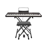 SDP-2 Stage Piano by Gear4music + Stand and Adjustable Bench | 88-key weighted digital stage piano, 8 voices including grand piano and organ, 4x10W speakers