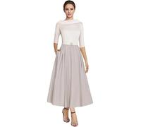 SDPANLLD A-line Elegant Mother of The Bride Dress Half Sleeve Ankle-Length Satin Wedding Guest Dress Evening Gown Ruched 2025, Light Grey, 22 Plus