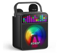 SDRD Karaoke Machine with 2 Wireless Mics, SD-512 15W Powerful Loud Sound, Bluetooth, Rechargeable, Portable with Handle,Support USB/AUX for Adults & Kids, for Party, Events & Gatherings- Black