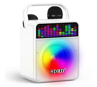 SDRD Karaoke Machine with 2 Wireless Mics, SD-512 60W Powerful Loud Sound, Bluetooth, Rechargeable, Portable with Handle,Support USB/AUX/BT for Adults & Kids, for Party, Events & Gatherings (White)