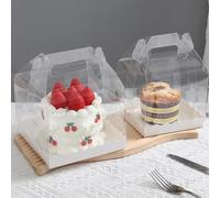 SdreMelo 15PCS Transparent Cake Boxes, 6 Inch Clear Square Plastic Cake Boxes with Holder - Cupcake & Dessert Carrier