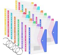 SdreMelo16Pack Punched Pockets A4 Expandable Punched Folders 8 Colors A4 Plastic Wallets Folders11 Holes Plastic Punched Documents Folder File Wallets with Lable Pocket Snap Button (16Pack-Horizontal)