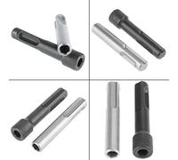 SDS Bit Holder, 2Pcs Hex Shank Adapter for Impact Driver and Hammer Drills, 1/4 Inch Socket Converter with Black Silver Finish, Compatible with Electric Pneumatic Tools