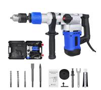 SDS-Plus 1800W Heavy Duty Rotary Hammer Drill Electic Corded Impact Drill 4 Functions - Drill, Chisel, Rotation, Hammer, 0-4500RPM, 4.0 Joule Impact Force, 3Pcs Drill Bits and 2Pcs Chisel with Case