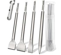 SDS-Plus Chisel Set 4 Pieces Tile Chisel 40 x 250 Flat Chisel 40 x 250 Flat Chisel 20 x 250 Pointed Chisel in Practical Rotating Box for Commercial Use