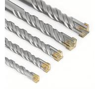 SDS Plus Cross Head Hammer Drill Bit - 4 Point X Head Cutter Carbide Double Twisted - Drilling Masonry, Concrete, Brick, Stone (15x210mm)