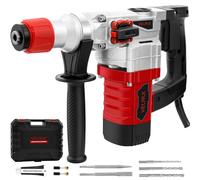 SDS-Plus Hammer Drill 1500W 28J, 3 Functions, Chisel Punch with Anti-Vibration Technology, Safety Clutch, Chisels and Case - For Concrete and Masonry