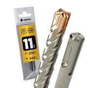 SDS Plus Hammer Drill Bit 4 x Cutting PGM Diameter 11.0 mm x 145 mm - Amboss Werkzeuge SDS Crusher 4 - HM Concrete Drill Carbide Professional Drill Bit 11.0 mm x 145 - Masonry Drill Bit Reinforced