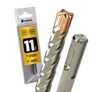SDS Plus Hammer Drill Bit 4 x Cutting PGM Diameter 11.0 mm x 195 mm - Amboss Werkzeuge SDS Crusher 4 - HM Concrete Drill Carbide Professional Drill Bit 11.0 mm x 195 - Masonry Drill Bit Reinforced