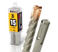 SDS Plus Hammer Drill Bit 4 x Cutting PGM Diameter 15.0 mm x 82 mm - Amboss Werkzeuge SDS Crusher 4 - HM Concrete Drill Carbide Professional Drill Bit 15.0 mm x 82 - Masonry Drill Reinforced Concrete