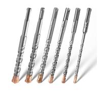 SDS Plus Hammer Drill Bits 6PCS Cross Drill Bits 4 Cutter Carbide Head Hammer Bit Tungsten Carbide Tip Rotary Impact Masonry Bit for Masonry, Stone, Concrete, Brick, Tiles