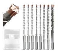 SDS Plus Masonry Drill Bit Set 8PCS (4-12mm × 160mm) with Titanium-coated, Professional Tungsten Carbide Cross Tip, Long SDS Hammer Drill Bits for Wall, Stone, Concrete, Brick.
