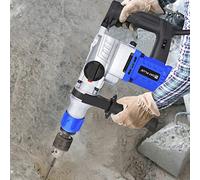 SDS Plus Rotary Hammer Drill 240V Multifunction Chisel Action Breaker & SDS Set 360°Rotating Handle,6 Variable Speed,with Grease,Chisel,Drill Bits