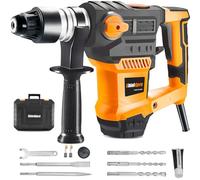SDS-Plus Rotary Hammer Drill with Vibration Control and Safety Clutch,13 Amp Heavy Duty Demolition Hammer for Concrete-Including 3 Drill Bits,Flat Chisels, Point Chisels, Drill Chuck