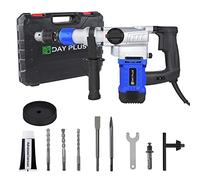 SDS Plus Rotary Hammer,Power Multifunctional Hammer Drill Vibration Control & Safety Clutch 0-800 r/min Electric Demolition Jack Hammer,360°Rotating Handle,Variable Speed,with Grease,Chisel,Drill Bits