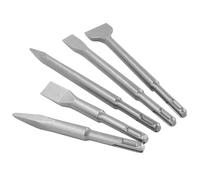 SDS Plus Shank Chisel, Hammer Drill Bits Flat Spade/Point Chisel for Breaking Tile/Concrete/Masonry (5 Pieces)