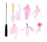 sdSDGrw cat toys, Cat Toy Teaser Set with 3-section Telescopic Rod and 7 Replacement Heads Interactive Fishing Stick