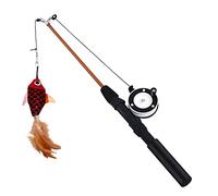 sdSDGrw cat toys, Interactive Cat Plaything Catnip Stick Toy Fish Extendable Teaser Wand(Red)