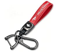 SDSHSM Genuine Leather Key Chain for Ford Mustang Keychain KeyRing for Men and Woean Accessories Red