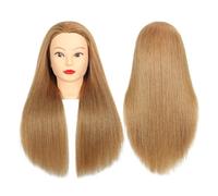 SDSKZOZP Female Mannequin Head with 22" 100%Real Hair Cosmetology Manikin Hairdressing Practice Cutting Styling Training Doll Heads(Head 1)