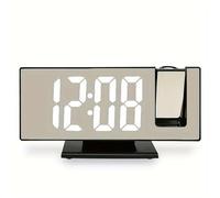SDSKZOZP Mirror multifunctional projection alarm clock Intelligent luminous Bedroom large screen digital wall alar(D2363-BW)