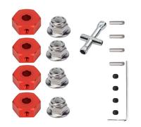 SDSLD 4X Upgraded Alloy 14mm Wheel Hex Hub Adaptor Kit with M4 Nuts for ARRMA Gorgon, Fury, Vorteks, Senton, Granite, Big Rock, Vendetta 3s Blx Mega Models Red