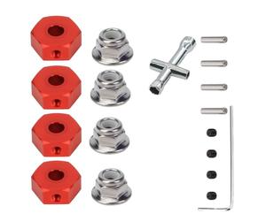 SDSLD 4X Upgraded Alloy 14mm Wheel Hex Hub Adaptor Kit with M4 Nuts for ARRMA Gorgon, Fury, Vorteks, Senton, Granite, Big Rock, Vendetta 3s Blx Mega Models Red