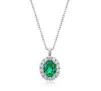 SDSLKAVHZ 925 silver necklace, natural emerald drop pendant, inlaid with diamonds, anniversary, engagement, women's wedding jewelry gift