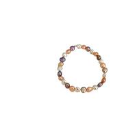 SDSLKAVHZ Natural freshwater pearl bracelet for women, simple elastic rope bead, 6-7mm meter shaped pearl