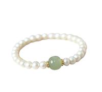 SDSLKAVHZ Natural freshwater pearl bracelet for women, simple elastic rope bead, 6-7mm meter shaped pearl