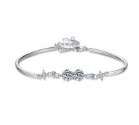 SDSLKAVHZ S925 pure silver elegant adjustable moissanite bracelet, sparkling twin star minimalist style, women's moissanite bracelet, suitable for women's gifts