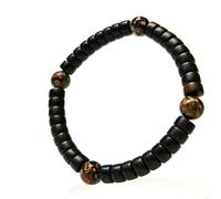 SDSLKAVHZ Women's bead bracelet, natural thick petal ebony handmade bracelet, adorned with colorful lacquer beads, minimalist design