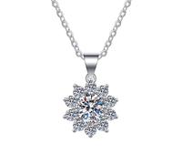 SDSLKAVHZ Women's Mozart Necklace D Color 1ct Pendant, s925 Pure Silver Necklace 18k Gold