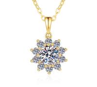 SDSLKAVHZ Women's Mozart Necklace D Color 1ct Pendant, s925 Pure Silver Necklace 18k Gold