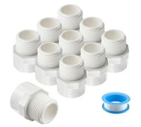 SDTC Tech 10 Pack 3/4 NPT Male Thread 2-Way PVC Pipe Fitting Adapter Connector, Socket x NPT Male Thread Sch40 PVC Pipe Coupling for Plumbing Water Line - White