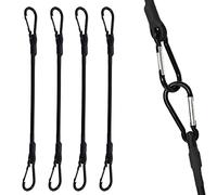 SDTC Tech 18 Inch Bungee Cord with Carabiner Hook | 4 Pack Superior Latex Heavy Duty Straps Strong Elastic Rope Locks onto Anchor Points of Luggage Rack/Cargo/Camping/RV/Hand Carts etc.