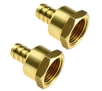 SDTC Tech 2-Pack 1/2 Inch PEX to 1/2 Inch NPT Female Thread Pipe Fitting Lead-Free Brass Barb Crimp Pipe Straight Coupling Adapter