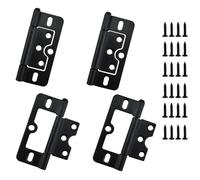 SDTC Tech 3 Inch Non-Mortise Door Hinges with Screws, Bifold Butt Cabinet Hinges, Smooth Sliding Bearing Hinge for Windows, Cabinet, Cupboard, Furniture, Door, 4 Pcs, Black