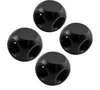 SDTC Tech 4-Pack G1/4" 3-Way Brass Ball Fittings, 24x24x24mm, PC Water Cooling Connectors, Desktop Compatible