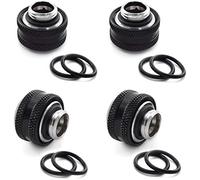 SDTC Tech 4-Pack G1/4" to 12mm x 16mm (IDxOD) Rigid Tubing Compression Fitting for PC Water Cooling System, Compatible with Desktop, Nickel Plated Brass, Black, 4-Pin